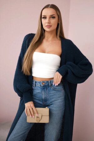 Kesi Włoski Sweater long cardigan Dark denim