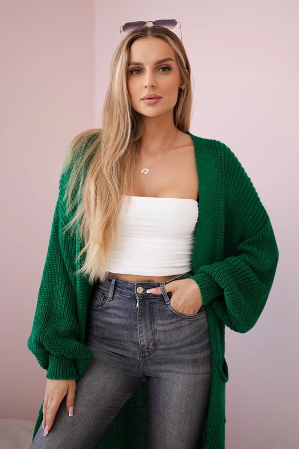 Kesi Włoski Sweater long cardigan green