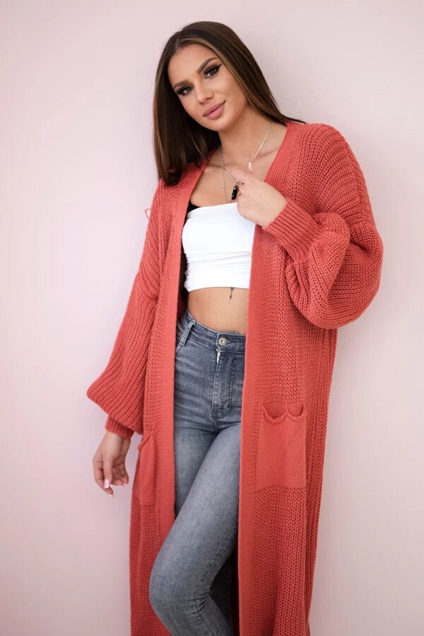 Kesi Włoski Sweater long cardigan light pink