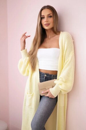 Kesi Włoski Sweater long cardigan yellow