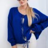 Kesi Włoski Sweater with front tie cornflower blue