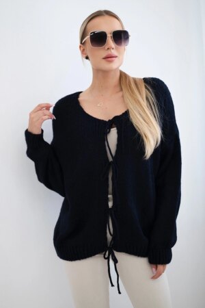 Kesi Włoski Sweater with front tie navy blue