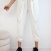 Kesi Włoski Trousers with decorative stripes  buttery-fabric ecru