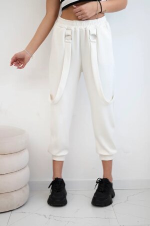 Kesi Włoski Trousers with decorative stripes  buttery-fabric ecru