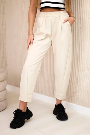Kesi Włoski Trousers with pockets Summer Punto beige