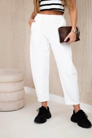 Kesi Włoski Trousers with pockets Summer Punto ecru