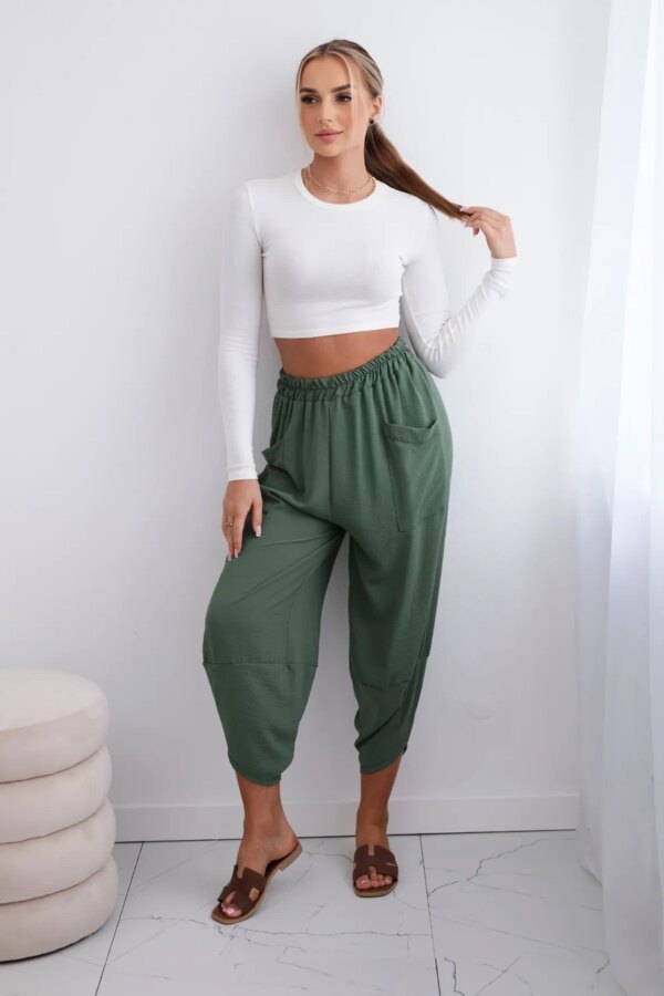Kesi Włoski Trousers with wide leg and pockets khaki