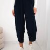Kesi Włoski Trousers with wide leg and pockets navy blue