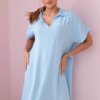 Kesi Włoski V-neck dress with collar blue