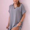 Kesi Włoski V-neck dress with collar grey