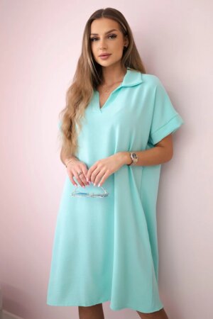 Kesi Włoski V-neck dress with collar mint
