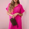 Kesi Włoski V-neck dress with collar pink