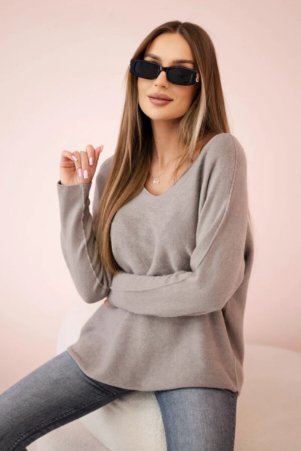 Kesi Włoski V-neck sweater fango