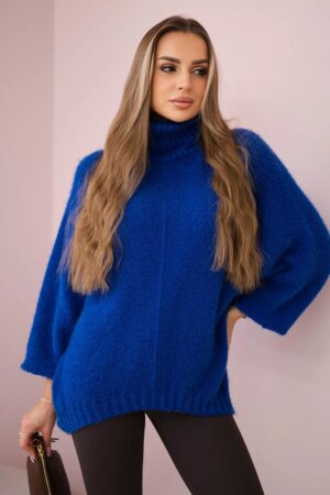 Kesi Włoski V-neck sweater ginger Ingwer cornflower blue
