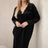 Kesi Włoski Velour dress with V-neck black