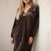 Kesi Włoski Velour dress with V-neck brown