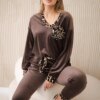 Kesi Włoski Velour set with a decorative brooch brown