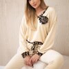 Kesi Włoski Velour set with a decorative brooch dark beige