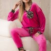 Kesi Włoski Velour set with a decorative brooch pink
