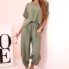 Kesi Włoski Viscose blouse + pants set khaki