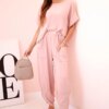 Kesi Włoski Viscose blouse + pants set powder pink