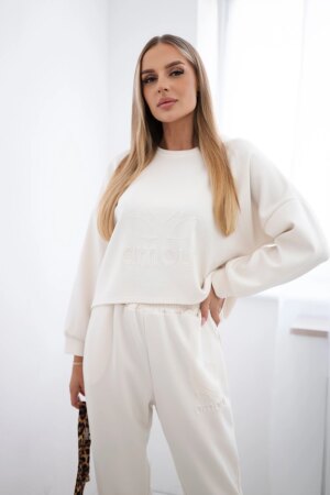 Kesi Włoski Viscose set Amour sweatshirt + pants dark beige
