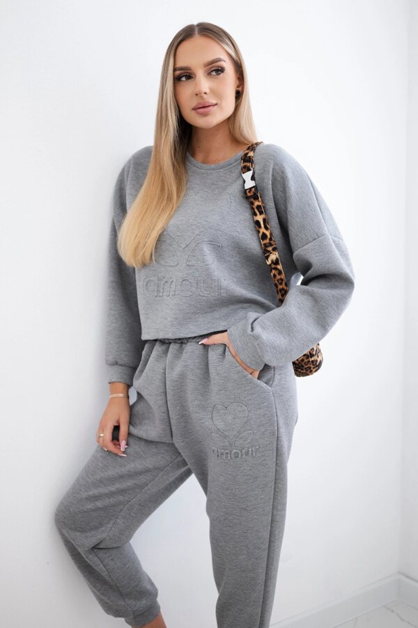 Kesi Włoski Viscose set Amour sweatshirt + pants grey
