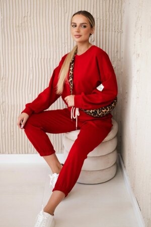 Kesi Włoski Viscose set sweatshirt + pants red