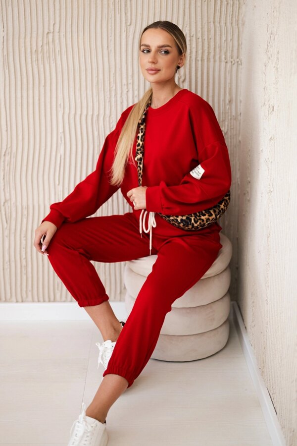 Kesi Włoski Viscose set sweatshirt + pants red