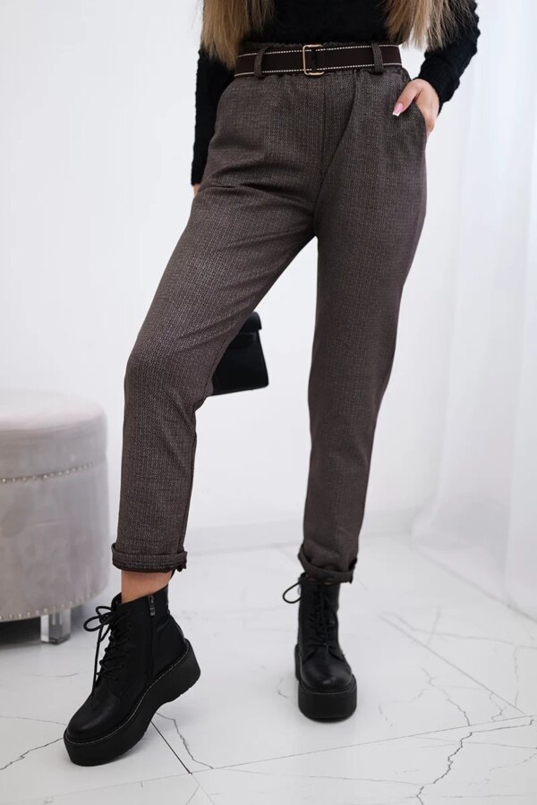 Kesi Włoski Viscose trousers with a fine pattern brown