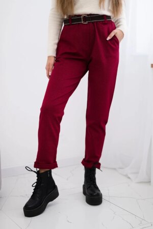 Kesi Włoski Viscose trousers with a fine pattern burgundy