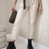 Kesi Włoski Waxed trousers with a belt beige