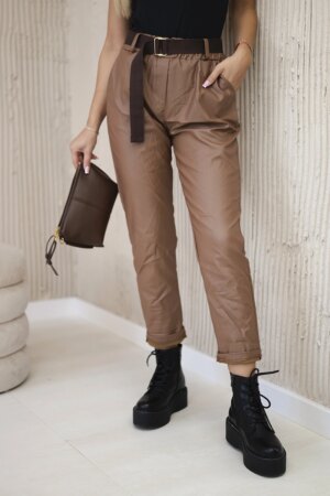 Kesi Włoski Waxed trousers with a belt camel
