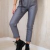Kesi Włoski Waxed trousers with a belt grey