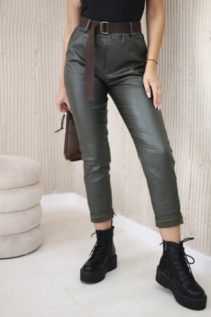 Kesi Włoski Waxed trousers with a belt khaki