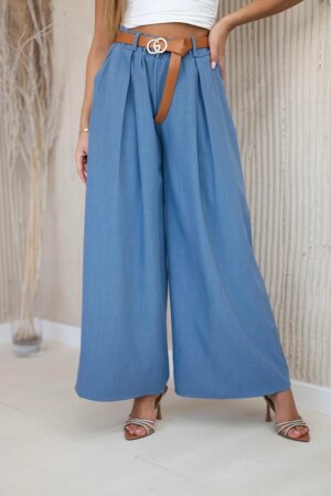 Kesi Włoski Wide-leg belted trousers Denim