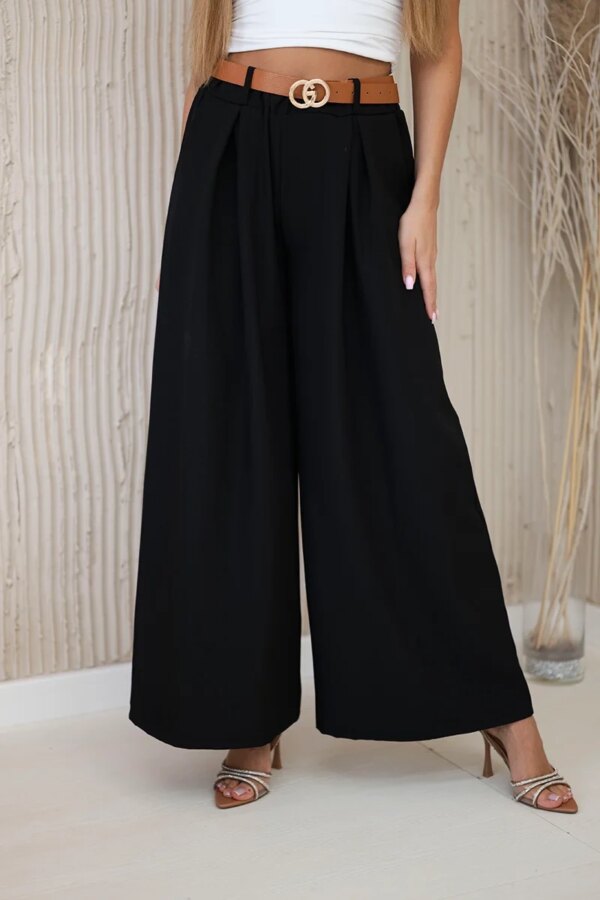 Kesi Włoski Wide-leg belted trousers black