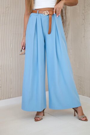 Kesi Włoski Wide-leg belted trousers blue