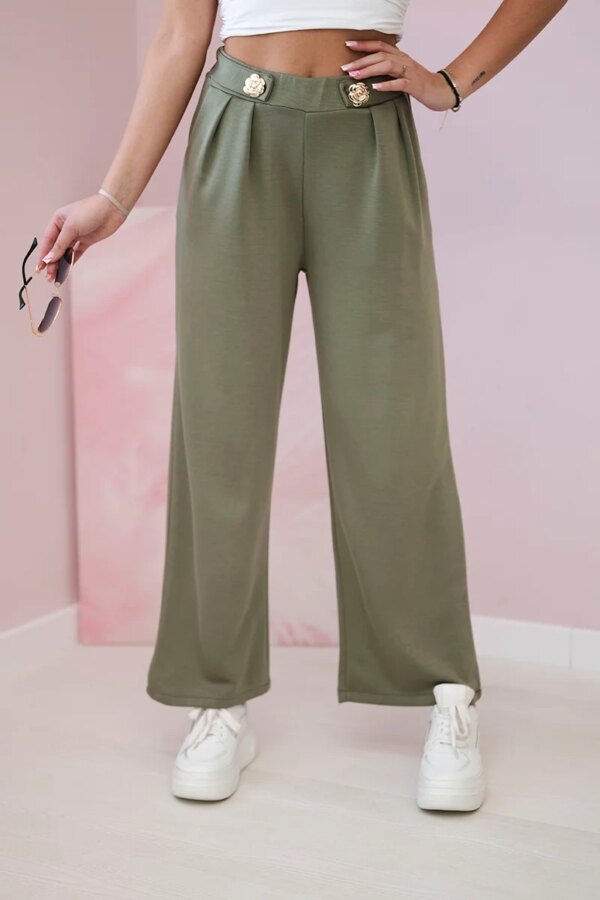 Kesi Włoski Wide-leg trousers buttery-fabric khaki
