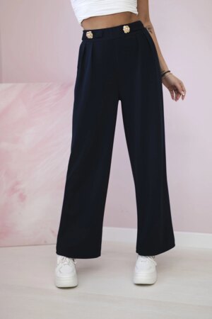 Kesi Włoski Wide-leg trousers buttery-fabric navy blue