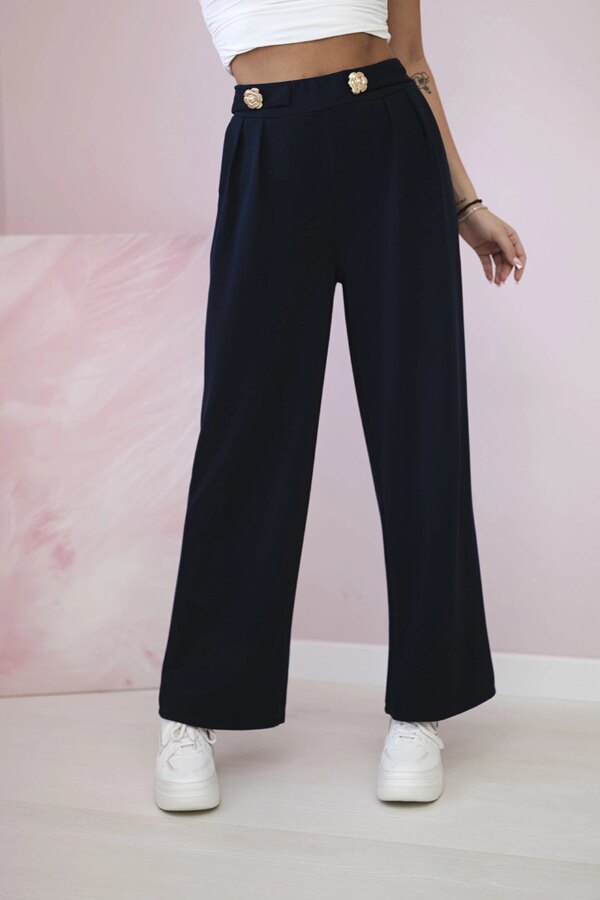 Kesi Włoski Wide-leg trousers buttery-fabric navy blue