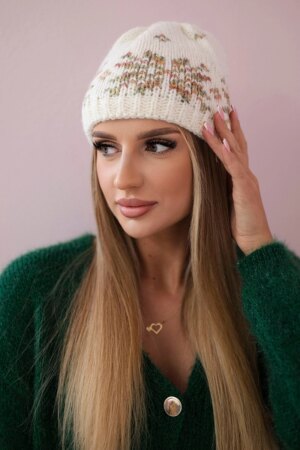 Kesi Women's cap Florencja K350 ecru+khaki
