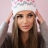 Kesi Women's cap Laila K283 white+dark gray+dark pink