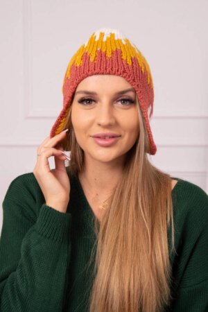 Kesi Women's cap Nikol K405 white+mustard+red