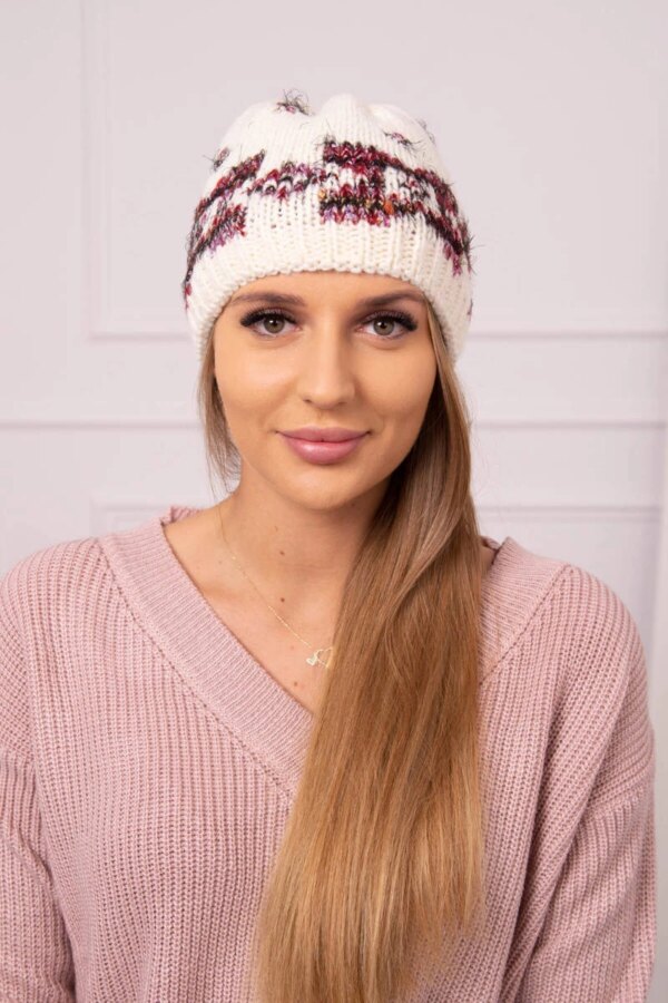 Kesi Women's cap Otylia K387 ecru+burgundy