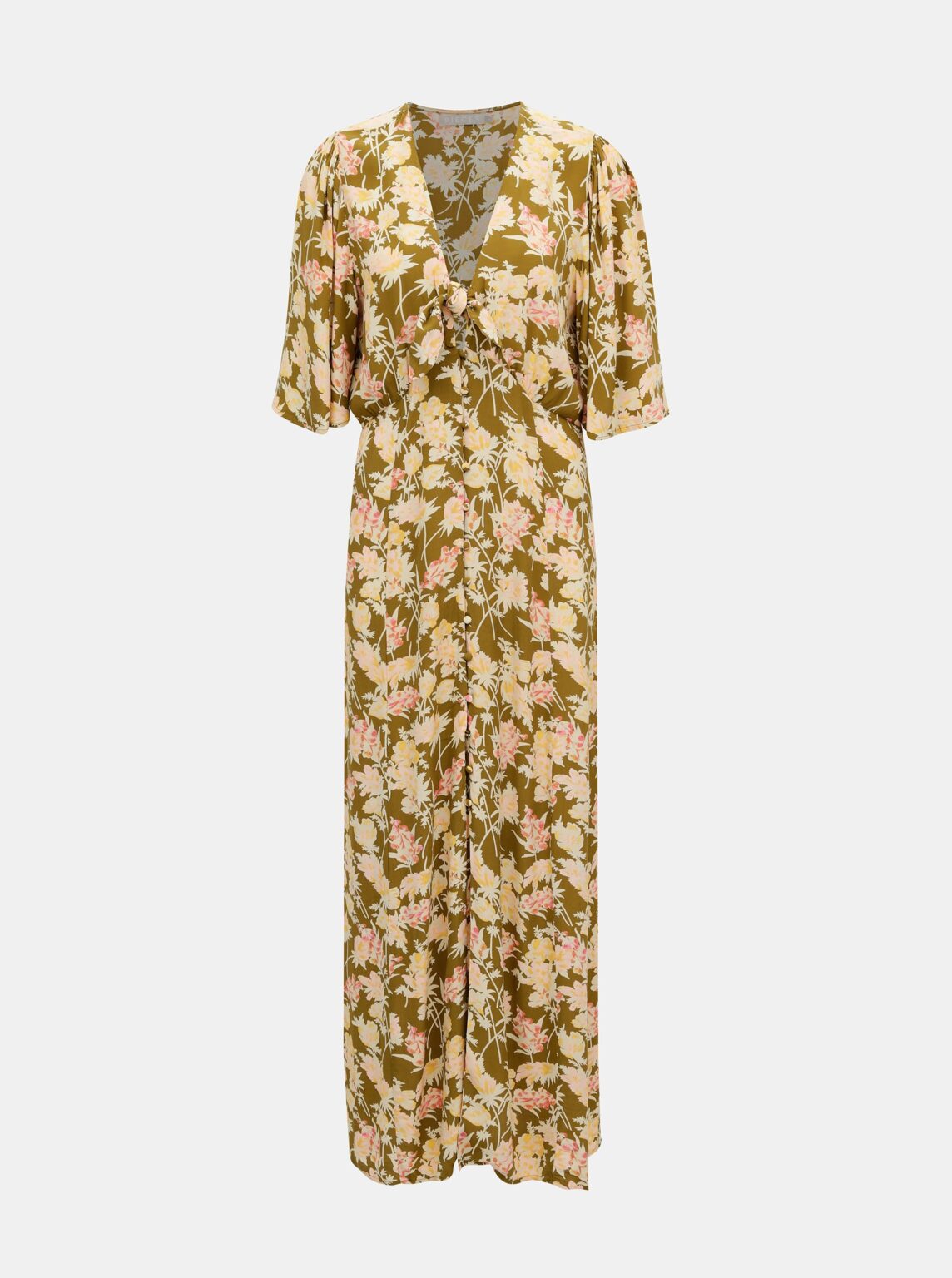 Khaki Floral Maxi Dress Pieces Polly - Women's