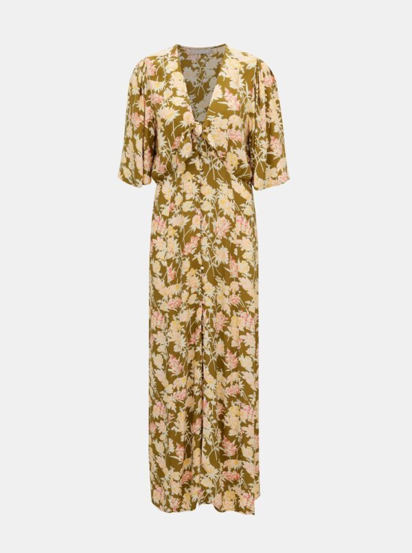 Khaki Floral Maxi Dress Pieces Polly - Women's