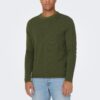 Khaki Mens Ribbed Sweater ONLY & SONS Niguel - Men
