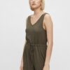 Khaki Short Jumpsuit with Ties Pieces Neora - Women