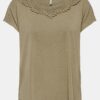 Khaki T-shirt with lace ONLY FreeLife - Women's